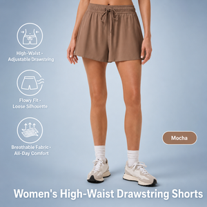 Shorts taille haute marron pour femme, coupe ample et fluide, respirant, idéal <span class=keywords><strong>brunch</strong></span> et bistro, pour revendeurs et importateurs en gros - Product Image 1