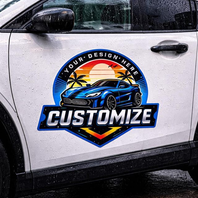 Custom Logo Vinyl PVC Vehicle Door Decal Sticker Waterproof Outdoor Durable Car Truck SUV Van Window Vehicle Sign Free Sample