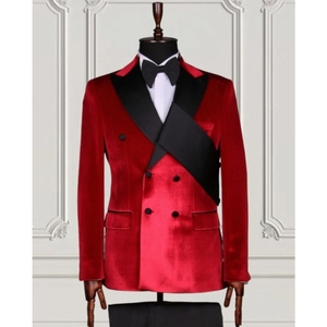 Ensemble de costumes pour hommes en tissu suède <span class=keywords><strong>bleu</strong></span>, veste et pantalon, costumes de mariage pour hommes, veste de costume italienne slim fit, blazers pour soirée de gala - Product Image 3