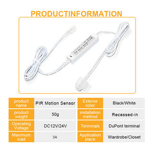 キャビネットLEDストリップ照明用の表面実装DC1224ボルトボディ赤外線PIRモーションセンサースイッチ - Product Image 1