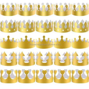 Children Adults Gold Silver Paper Folding Tiara Crown Birthday Party Hat Crown Cap Gift Headwear Kids Party Paper Crowns