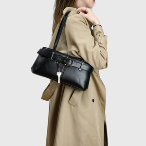 New Fashion Lady Retro PU Leather Shoulder <b>Bag</b> with Long Handle <b>Zip</b> Closure Single Strap Custom Logo Option - Product Image 3