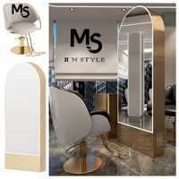 Table de coiffeur de luxe Meishi avec éclairage LED et ensemble de chaises - Miroir de coiffure au design classique