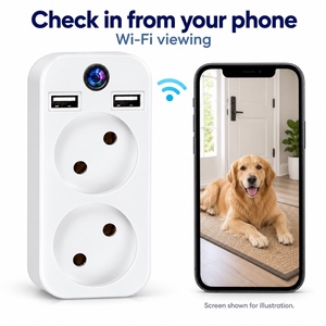 Caméra de surveillance murale avec deux prises EU et port de charge USB A, visionnage mobile WiFi 1080P - Product Image 2