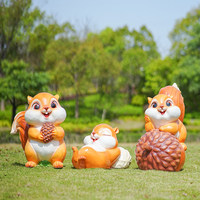 Ensemble de sculptures d'écureuils en fibre de verre pour l'extérieur, statues d'animaux de dessin animé colorées pour jardin botanique, sentier, parc à thème, maternelle, cour