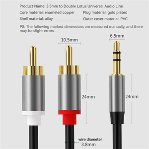 Cablecreation 3.5mm Male to <strong>2</strong>-Male <strong>RCA</strong> Stereo Audio Y <strong>Splitter</strong> Gold Plated Coaxial Car &amp; Home Theater Cable TRS Connector Type - Product Image 5