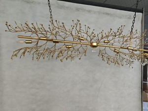 Lustre suspendu moderne en cristal personnalisé, long, en fer, à hauteur réglable, pour salle à manger, style Smoke Fiore, pour salon et villa - Product Image 5