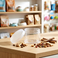 Bocaux en plastique PS transparent avec couvercle à vis blanc pour le stockage de friandises pour animaux de compagnie et contenants à crème réutilisables (120g/200g/400g/800g)