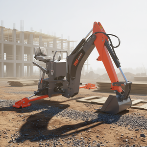 Attache de pelle rétrocaveuse industrielle Tmg pour tracteur, catégorie 1-2, rotation de la flèche à 180 degrés, godet de 15 pouces inclus - Product Image 2