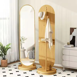 Specchio a Figura Intera Girevole in Legno Massello Stile Medievale con <span class=keywords><strong>Appendiabiti</strong></span> Nascosto e 3 Ripiani, Arredamento per Casa e Camerino - Product Image 6