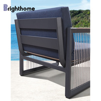 Meubles de patio au design unique, canapé d'extérieur moderne en corde tressée et métal aluminium, mobilier de jardin
