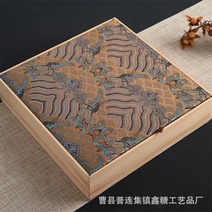 Wooden Tea Packaging <b>Box</b> Rectangle Brocade Lid Customizable <b>For</b> Pu'er White Tea <b>Gift</b> Storage Cao County Craft Factory - Product Image 4