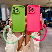 Étui de téléphone portable de luxe en TPU souple de couleur bonbon, antichoc, couleur unie, avec support en plastique pour 15 Pro Max