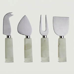 Modern Stainless Steel <b>Cheese</b> <b>Knife</b> <b>Set</b> With Stone Handles Durable <b>Cheese</b> Tools For Serving Use And Cutting Various <b>Cheeses</b> - Product Image 1