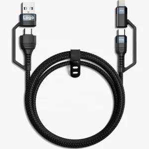 India Brazil Nylon Braided Quad Combo Cable 100W Fast Charging 4 in 1 Eco Friendly Type USB C Charging Cable for cell phone