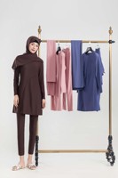 Burkini musulman personnalisé avec logo OEM, tunique de plage pour femmes, couvrant entièrement le corps, idéal pour la piscine