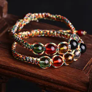 Wholesale Weave Crystal Cheap Handmade Bohemia Glass Good Luck Color Large Bracelet Prayer Beads Bracelet