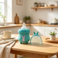 Biberon en verre exclusif pour nouveau-né 80 ml avec couvercle isolant en silicone sûr, alimentation saine pour bébé de 0 à 12 mois, échantillon gratuit