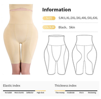 Pantalon gainant taille haute pour femme avec coussinets en mousse fixes pour les fesses et les hanches, style boxer