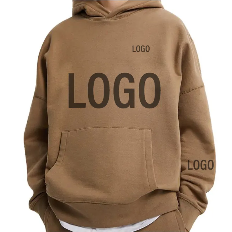 men's 100% cotton thick heavy french terry high quality blank oversized streetwear custom logo pullover hoodie