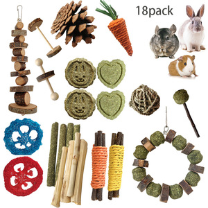 Ensemble de jouets pour petits animaux, branches de pomme, boule d'herbe, cochon guiné, jouets à mâcher pour hamster, chinchillas naturels, lapin, accessoires de cage - Product Image 6