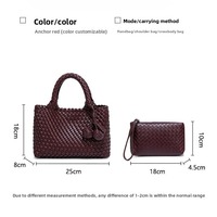 Pochette d'été tendance pour femme, motif géométrique, grande capacité, porte-monnaie, décoration tissée à la main, doublure en PU, portable, polyester-coton