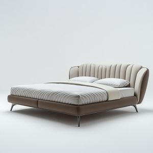 Nordique-Italien Post-Moderne Designer Lit Double Luxe Style Contemporain Bois Cuir Hôtel Moderne Minimaliste Chambre Modèle Chambre - Product Image 1