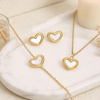 Ensemble de bijoux classique en forme de cœur, 3 en 1, en acier inoxydable, argent, or, boucles d'oreilles, collier, bracelet, cadeau d'anniversaire pour femmes, saint-valentin