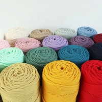 Corde 100% Polyester Épaisse Teinte à Motif, Fil Creux Fantaisie, Corde de Panier Style DTY, Filé à Anneaux, Doux et Soyeux