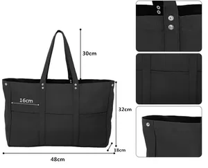 New Design Recyclable Customized Screen Print Large Shopping Cotton Canvas Tote Bag Zipper With Custom Logo