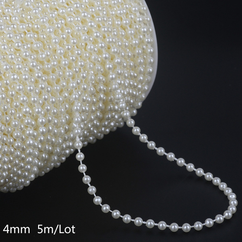 Perles de fil de coton blanc de 4 mm, 5 mètres par paquet