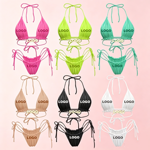 Bikini Personalizado con Etiqueta Metálica, Bikini de Cintura Alta, Traje de Baño Personalizado, Ropa de Playa, Conjunto de Bikini Sexy de Dos Piezas - Product Image 1