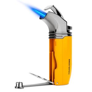 Lüks çift jet alev özel logo çakmak puro sigara aksesuarları toptan <span class=keywords><strong>torch</strong></span> puro kesici ile bütan puro çakmağı - Product Image 1