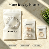 Pochette à bijoux en CPE mat dépoli, toucher doux, avec fermeture éclair coulissante, pour la vente en gros aux détaillants et distributeurs, pour le rangement de bijoux