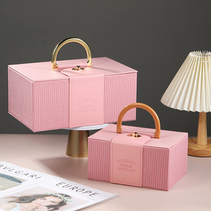 European-style Luxury Leather Hand-held Wedding Sweet <strong>Box</strong>, Bridal Attendant <strong>Gift</strong> <strong>Box</strong> with Flip-top Cover, <strong>Empty</strong> <strong>Box</strong> - Product Image 4