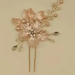 Sıcak satış moda çiçek saç Pin gelin el yapımı saç Pin düğün saç takı