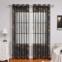 Rideaux Voilages Modernes Dorés Abstraits en Tulle Noir à Œillets pour la Maison et les Salons d'Hôtel - Vente en Gros