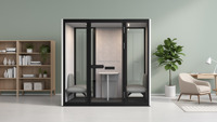 Cabine de réunion insonorisée Comine pour quatre personnes, cabine de bureau acoustique moderne, structure en alliage d'aluminium, éclairage LED, pour entrepôt ou salon