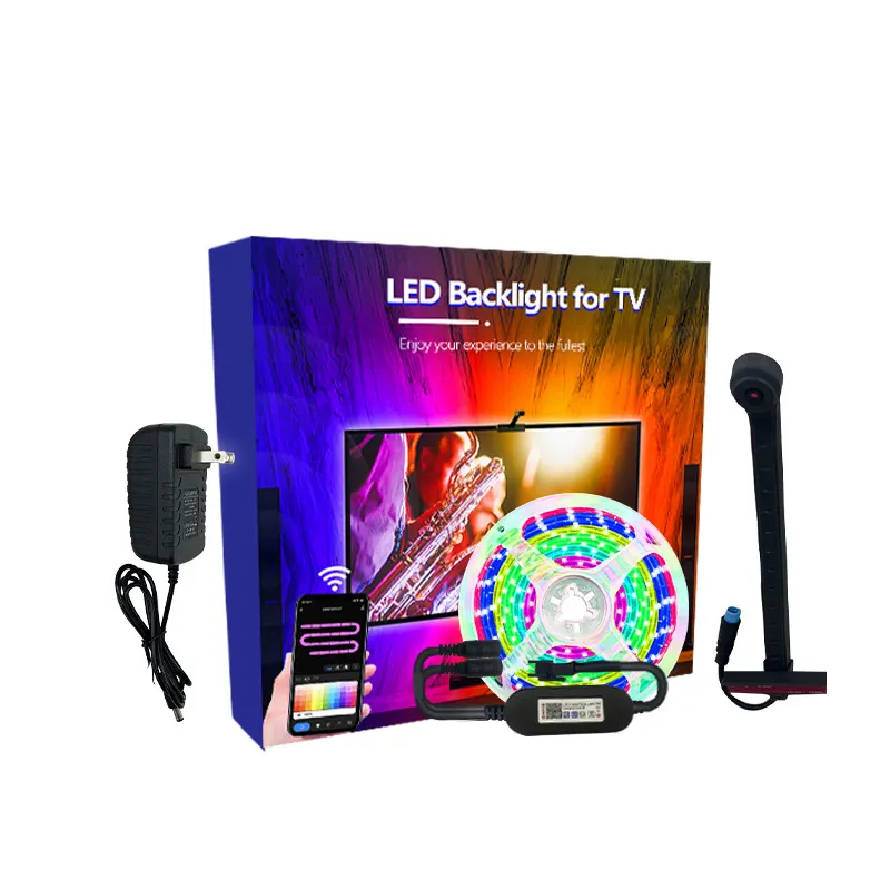 Tuya lampu suasana LED RGB ajaib Skydimo warna disinkronkan komputer pada Strip LED layar yang sama untuk lampu latar TV 55-75inci