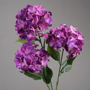 Flores Artificiales de Hortensia, Color Morado Intenso, Rama Individual, Arreglo Floral Realista, Decoración de Escritorio - Product Image 1