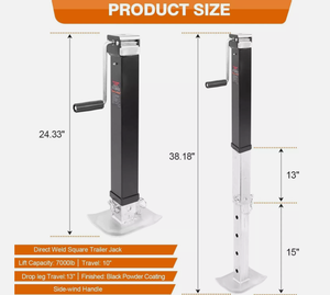 Gato <span class=keywords><strong>de</strong></span> Remolque <span class=keywords><strong>de</strong></span> 8000 lb y 15 Pulgadas, Gato <span class=keywords><strong>de</strong></span> Lengüeta <span class=keywords><strong>de</strong></span> Remolque Cuadrado <span class=keywords><strong>de</strong></span> Alta Resistencia Soldado, con Pata Ajustable para Levantar Remolques y Autocaravanas - Product Image 4
