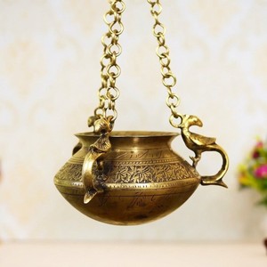 Urli suspendu en laiton avec poignées en forme d'oiseaux, design moderne gravé, fait main, durable, auto-adhésif, décoration de cuisine, forme ronde, utilisation en extérieur - Product Image 6