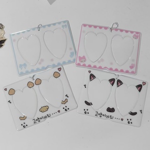 Lot de porte-cartes <span class=keywords><strong>en</strong></span> PVC à 2 poches, motif dessin animé mignon pour couple - Porte-clés <span class=keywords><strong>photo</strong></span> bicolore de 3 pouces pour breloque de sac et objets de collection - Product Image 1