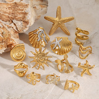 Bagues ouvertes Gaovo en acier inoxydable doré avec étoile de mer pour femme, bijoux de mode vintage style côtier, étanches et hypoallergéniques