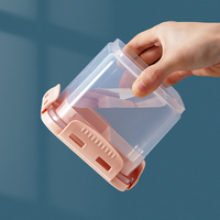 Bocal à bouteilles en plastique de qualité alimentaire Boîtes transparentes à grains entiers Organisateur de cuisine Boîtes de rangement Boîte ronde en plastique avec cuillère