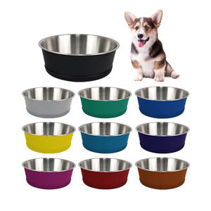 Mangkuk Anjing Stainless Steel untuk Makanan dan Air, Alas Karet Anti Selip, Tahan Karat, Mangkuk Anjing Logam Ekstra Tebal untuk Anjing Ukuran Sedang - Product Image 1