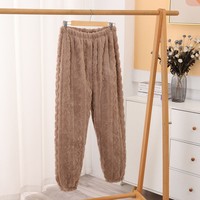Pantalon de pyjama long en flanelle premium pour femme, en polaire corail épaisse, jacquard thermique en polyester, coupe ample pour la maison, automne-hiver