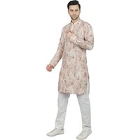 Kurta long pour homme imprimé numérique multicolore en coton infroissable, idéal pour le festival Diwali, Inde et Pakistan