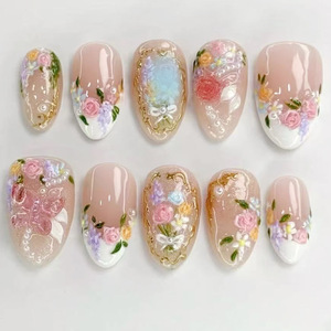 เล็บแบบถอดออกได้24ชิ้นสไตล์ยุโรปอเมริกันไล่ระดับสีมุกฝรั่งเศส - Product Image 3