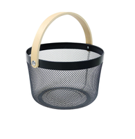 Panier en treillis métallique avec poignée, écologique, gain de place, forme ovale 27x18cm, organisateur de rangement pour cuisine, pique-nique, collecte d'œufs